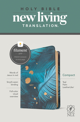 NLT Compact Bible, Filament Enabled Edition (Red Letter, Leatherlike, Teal Palm) - Tyndale