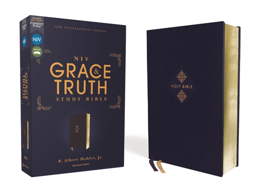 Niv, the Grace and Truth Study Bible, Leathersoft, Navy, Red Letter, Comfort Print - R. Albert Mohler Jr