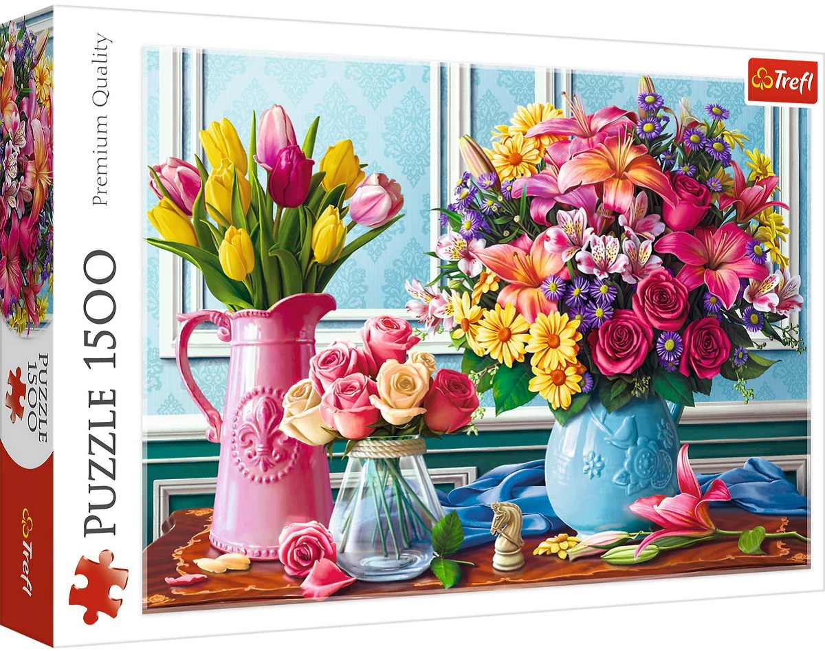 Puzzle 1500. Glastre cu flori