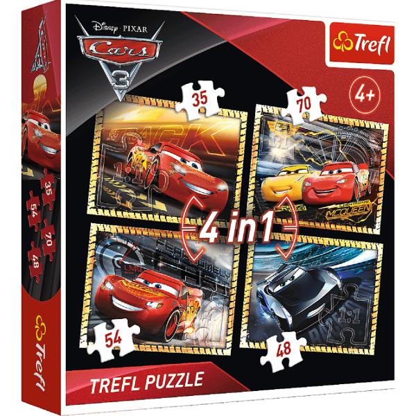 Puzzle 4 in 1. Pregatiti de cursa Cars 3