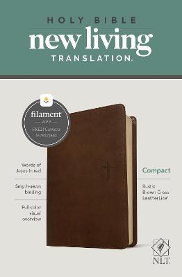 NLT Compact Bible, Filament Enabled Edition (Red Letter, Leatherlike, Rustic Brown) - Tyndale