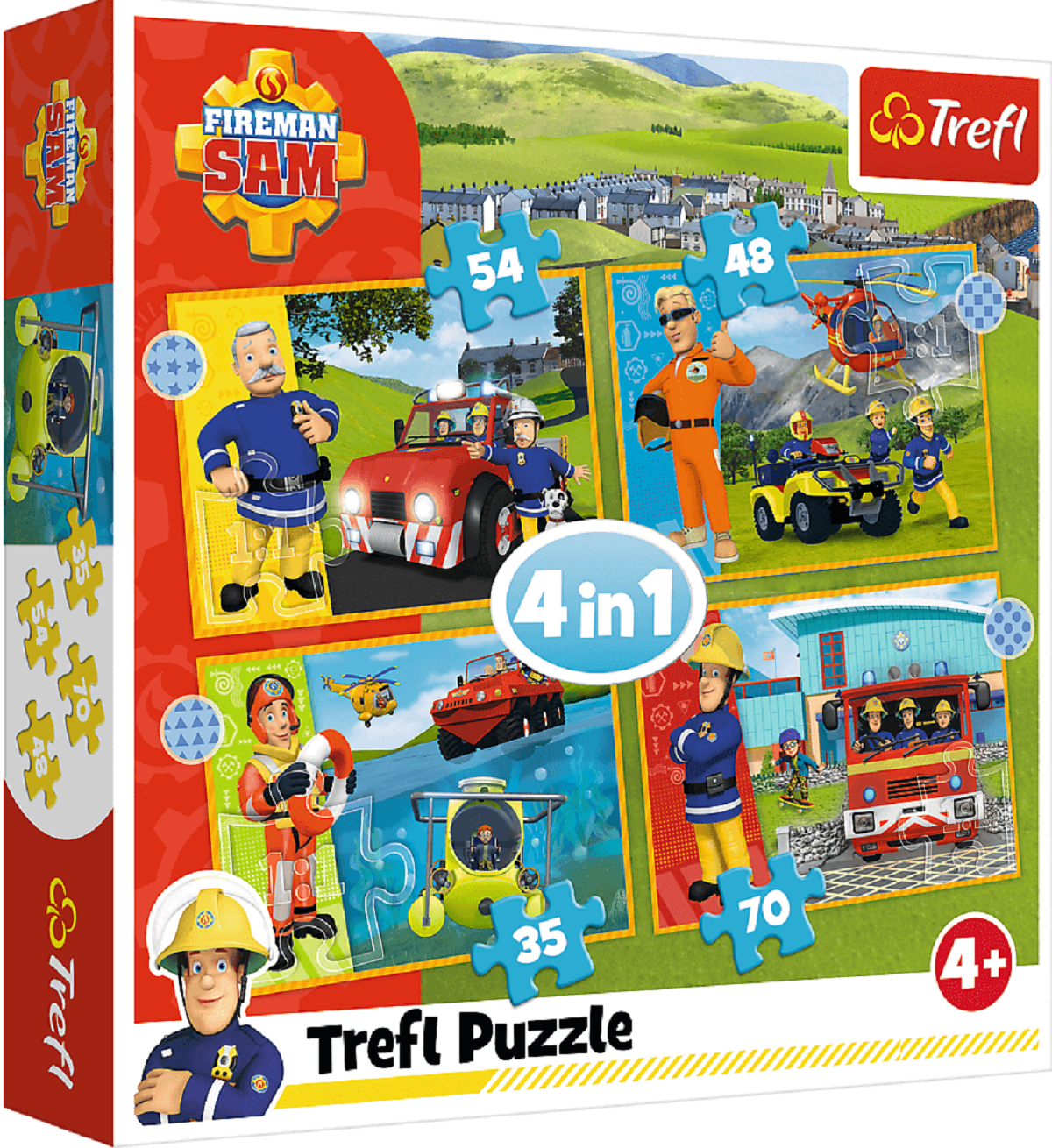 Puzzle 4 in 1. Pompierul Sam, curajosul Sam