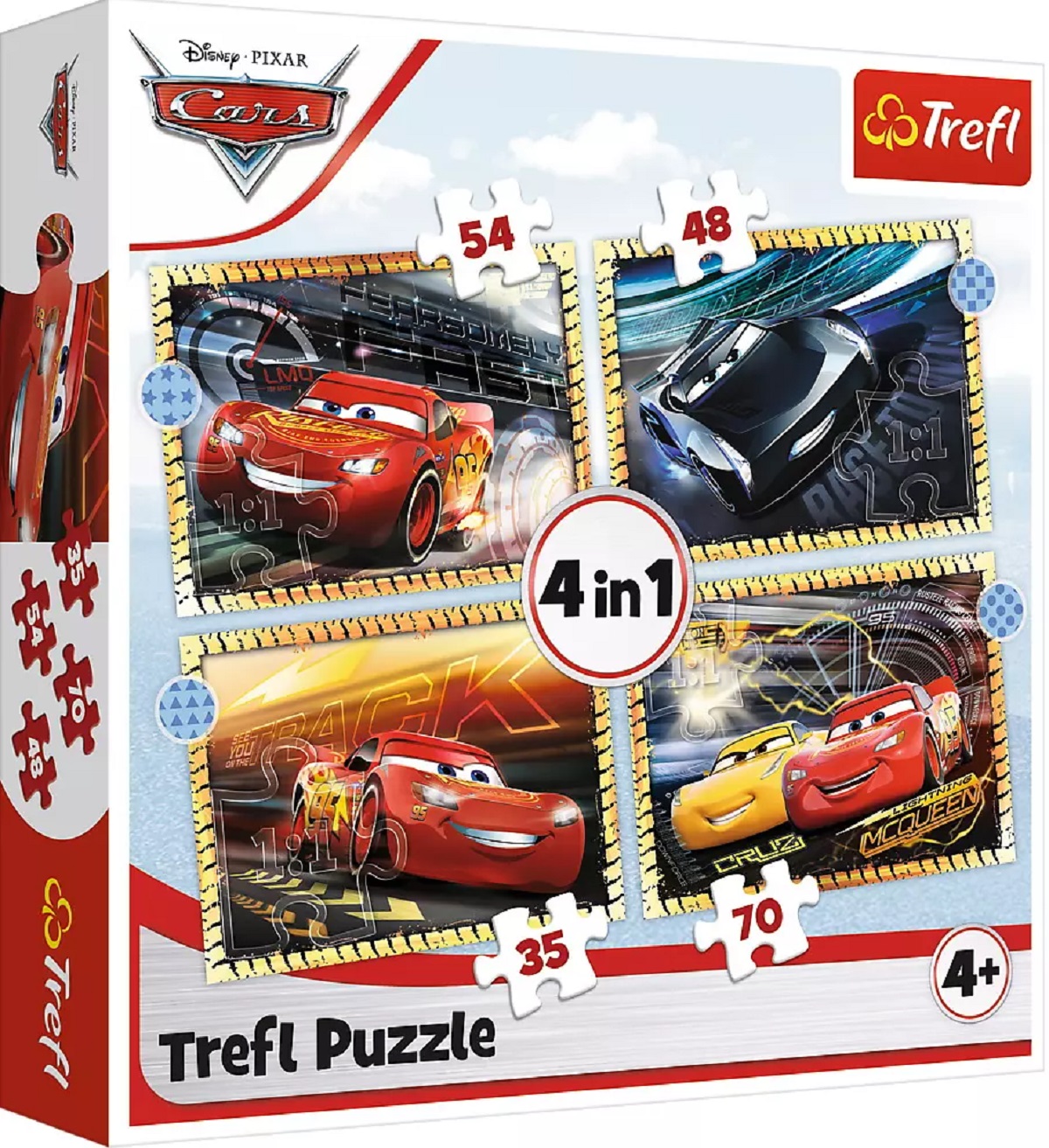 Puzzle 4 in 1. Cars: pe locuri, fiti gata, start