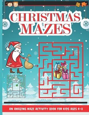 Christmas Mazes: Mazes for Kids 50 Mazes Difficulty Level Medium Fun Maze Puzzle Activity Game Books for Children - Holiday Stocking St - Barfee Coloring House
