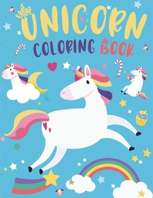 Unicorn Coloring Book: Large Magical Adorable Unicorn Fantasy Coloring Pages for Kids ages 4-8 & Adults, Kawaii Drawing Gift for Boys & Girls - Lazz Press