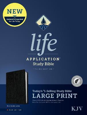 KJV Life Application Study Bible, Third Edition, Large Print (Red Letter, Bonded Leather, Black, Indexed) - Tyndale