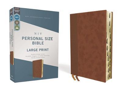 Niv, Personal Size Bible, Large Print, Leathersoft, Brown, Red Letter, Thumb Indexed, Comfort Print - Zondervan