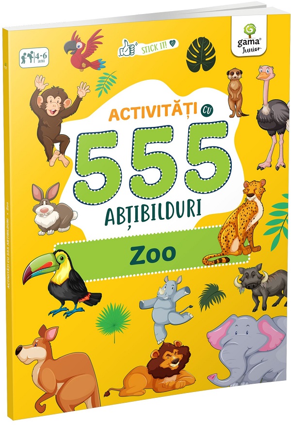 Activitati cu 555 abtibilduri. Zoo
