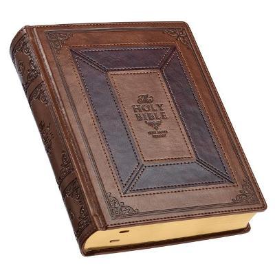 KJV Study Bible, Standard Print Faux Leather Hardcover - Thumb Index, King James Version Holy Bible, Toffee/Burgundy - Christian Art Gifts