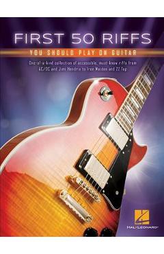 Coperta cărții 'First 50 Riffs You Should Play on Guitar - Hal Leonard Corp'
