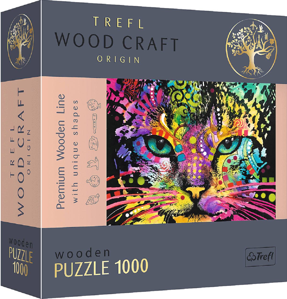 Puzzle 1000 din lemn. Pisicuta colorata