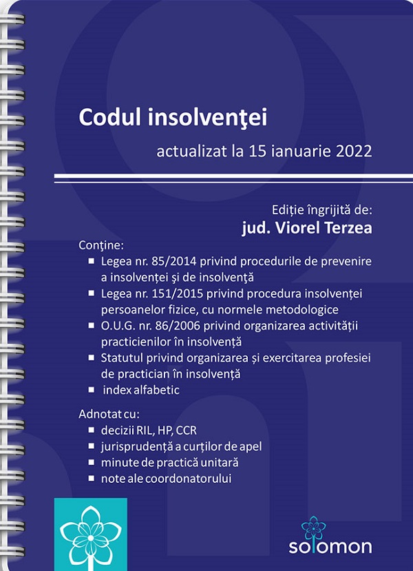 Codul insolventei. Act. 15 ianuarie 2022