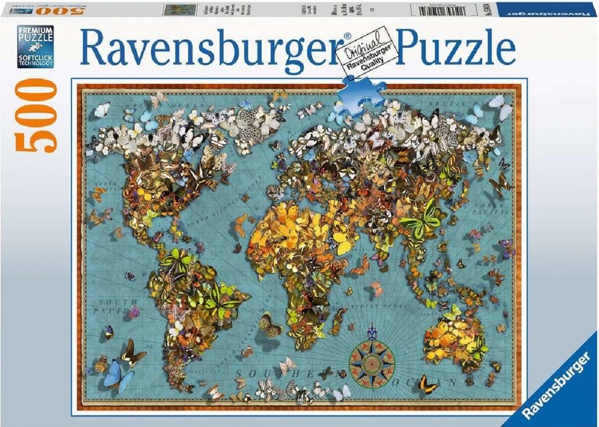 Puzzle 500. Harta lumii fluturi