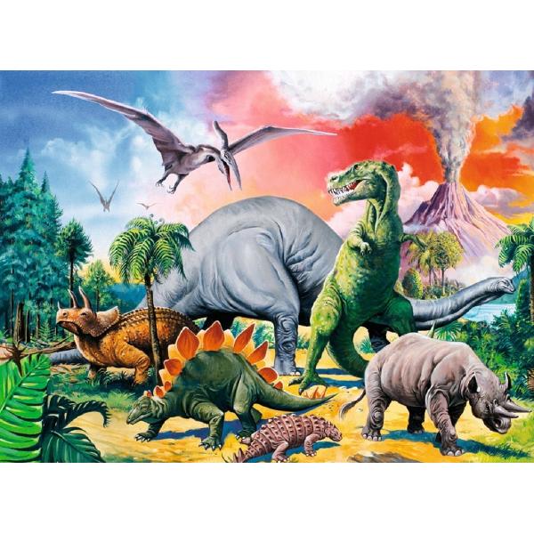 Puzzle 100. Printre dinozauri