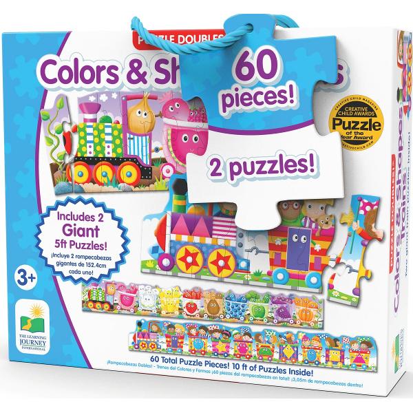 Set 2 puzzle-uri: Trenul urias cu culori si forme