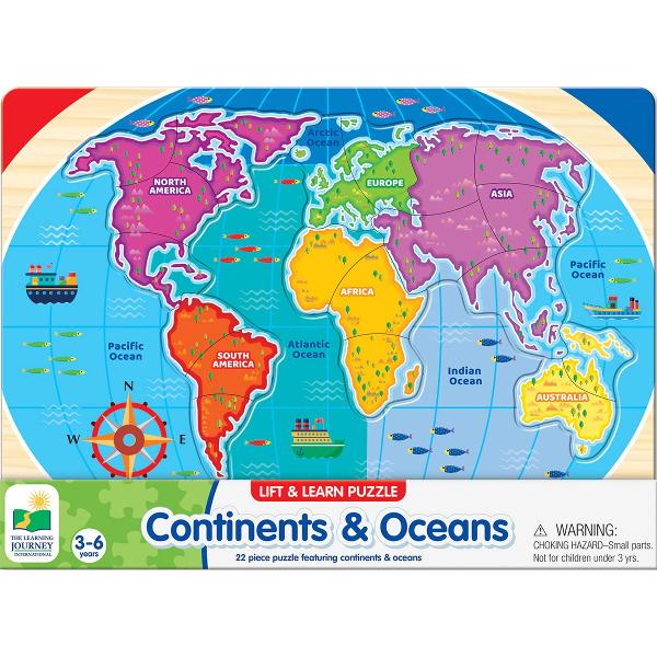 Puzzle: Sa invatam continentele si oceanele