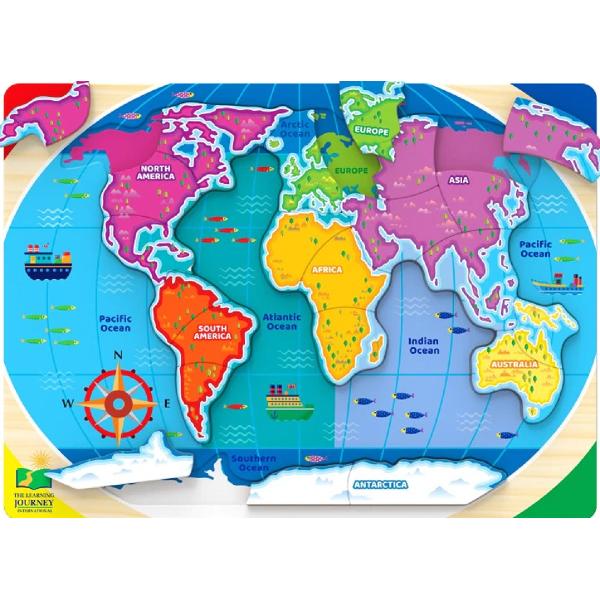 Puzzle: Sa invatam continentele si oceanele