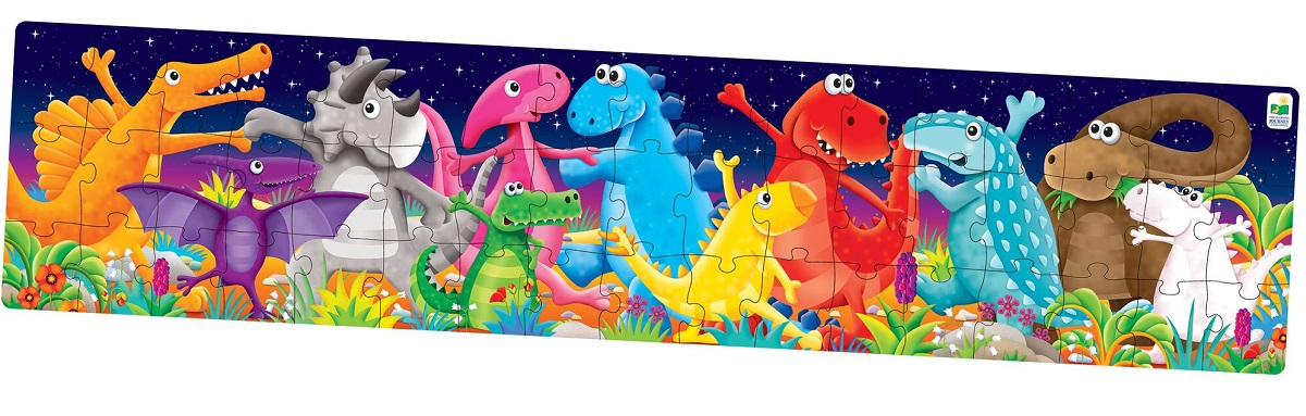 Puzzle lung de podea: Dinozauri colorati