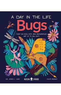 Coperta cărții 'Bugs (a Day in the Life): What Do Bees, Ants, and Dragonflies Get Up to All Day? - Jessica L. Ware'