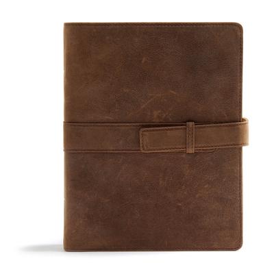 CSB Legacy Notetaking Bible, Tan Genuine Leather with Strap - Csb Bibles By Holman
