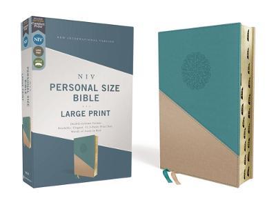 Niv, Personal Size Bible, Large Print, Leathersoft, Teal/Gold, Red Letter, Thumb Indexed, Comfort Print - Zondervan