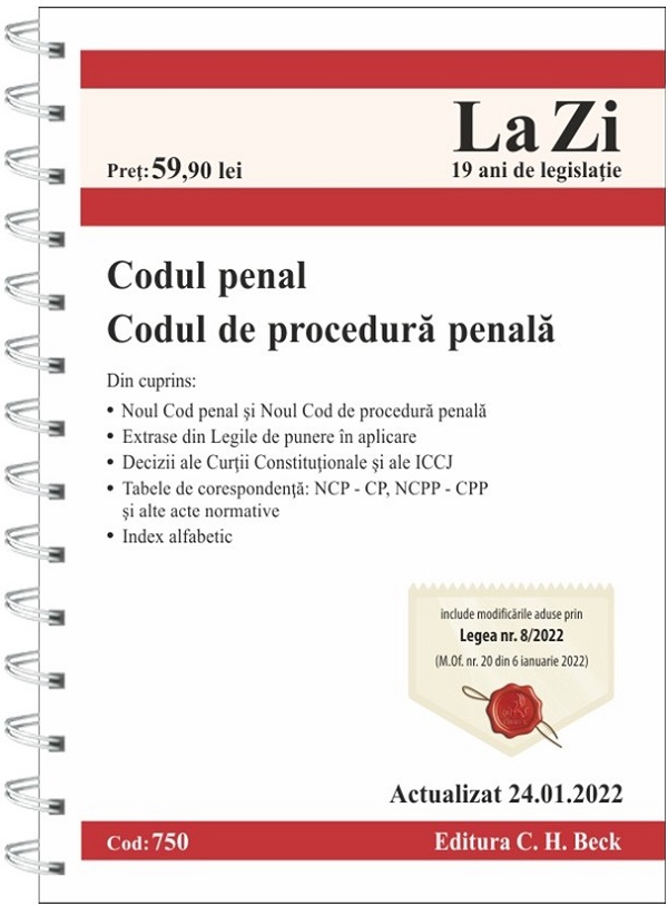 Codul penal. Codul de procedura penala Act. 24.01.2022