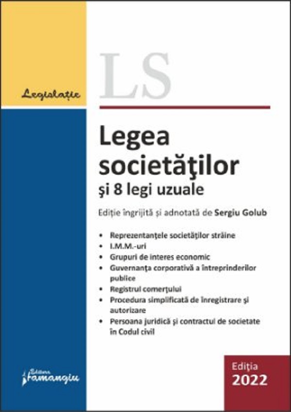Legea societatilor si 8 legi uzuale Act.25 septembrie 2022