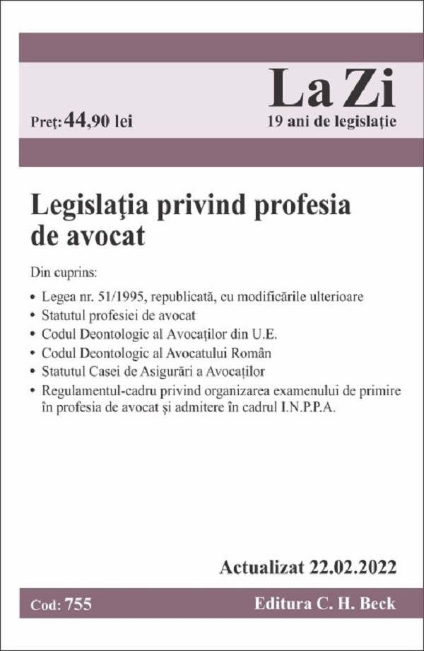 Legislatia privind profesia de avocat Act.22.02.2022