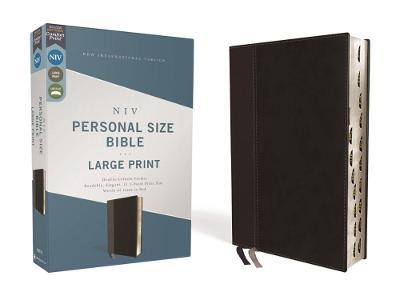 Niv, Personal Size Bible, Large Print, Leathersoft, Black, Red Letter, Thumb Indexed, Comfort Print - Zondervan