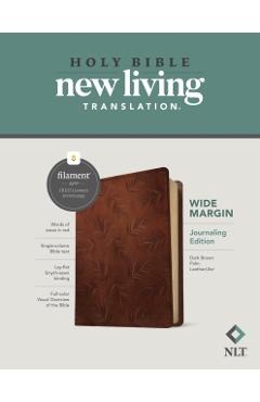 NLT Wide Margin Bible, Filament Enabled Edition (Red Letter, Leatherlike, Dark Brown Palm) - Tyndale
