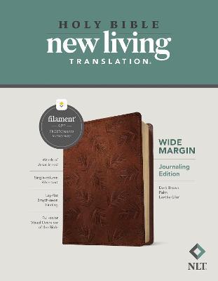 NLT Wide Margin Bible, Filament Enabled Edition (Red Letter, Leatherlike, Dark Brown Palm) - Tyndale