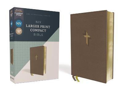 Niv, Larger Print Compact Bible, Leathersoft, Brown, Red Letter, Comfort Print - Zondervan