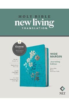 Poza produsului NLT Wide Margin Bible, Filament Enabled Edition (Red Letter, Hardcover Cloth, Ocean Blue Floral) - Tyndale