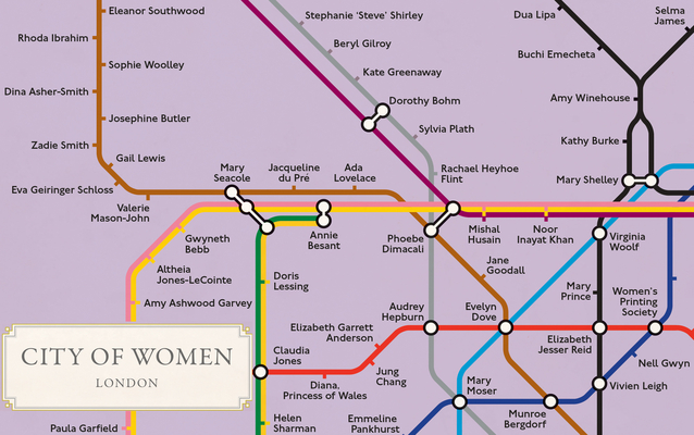 City of Women London Tube Wall Map (A2, 16.5 X 23.4 Inches) - Reni Eddo-lodge