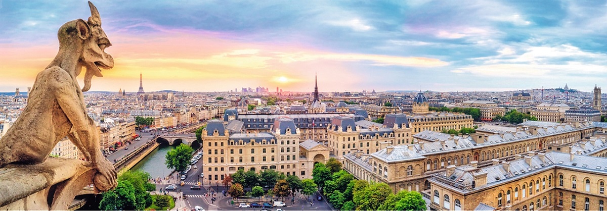 Puzzle 1000. Panorama imagine de pe Catedrala Notre Dame Paris