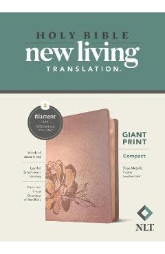 Poza produsului NLT Compact Giant Print Bible, Filament Enabled Edition (Red Letter, Leatherlike, Rose Metallic Peony) - Tyndale