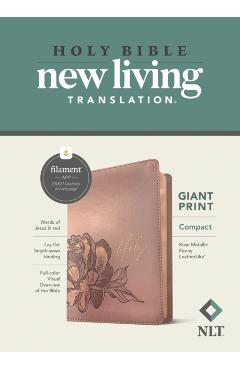 NLT Compact Giant Print Bible, Filament Enabled Edition (Red Letter, Leatherlike, Rose Metallic Peony) - Tyndale