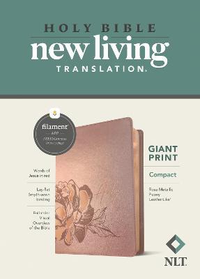 NLT Compact Giant Print Bible, Filament Enabled Edition (Red Letter, Leatherlike, Rose Metallic Peony) - Tyndale
