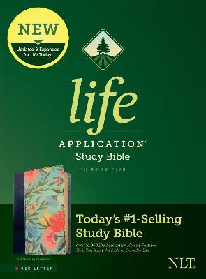 NLT Life Application Study Bible, Third Edition (Red Letter, Leatherlike, Teal Floral) - Tyndale