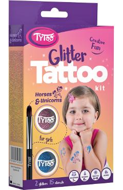 Imaginea produsului 'Glitter Tattoo Kit: Cai și unicorni'