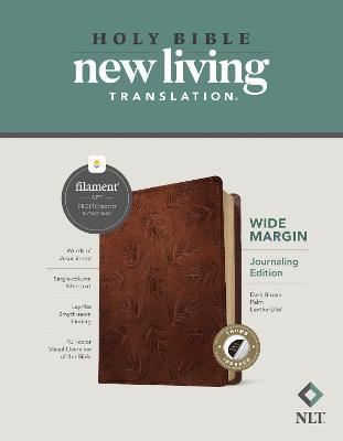 NLT Wide Margin Bible, Filament Enabled Edition (Red Letter, Leatherlike, Dark Brown Palm, Indexed) - Tyndale