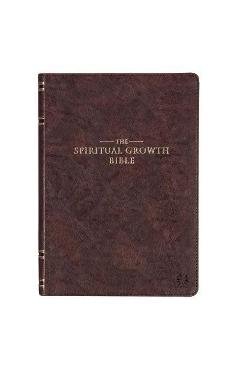 Poza produsului The Spiritual Growth Bible, Study Bible, NLT - New Living Translation Holy Bible, Faux Leather, Walnut Brown - Christian Art Gifts