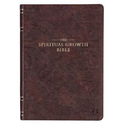 The Spiritual Growth Bible, Study Bible, NLT - New Living Translation Holy Bible, Faux Leather, Walnut Brown - Christian Art Gifts
