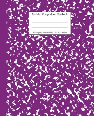 Marbled Composition Notebook: Purple Marble Wide Ruled Paper Subject Book - Young Dreamers Press
