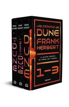 Coperta cărții 'Estuche Las Crónicas de Dune: Dune, El Mesías de Dune E Hijos de Dune / Frank Herbert's Dune Saga 3-Book Boxed Set:'