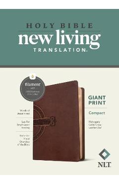 Poza produsului NLT Compact Giant Print Bible, Filament Enabled Edition (Red Letter, Leatherlike, Mahogany Celtic Cross) - Tyndale