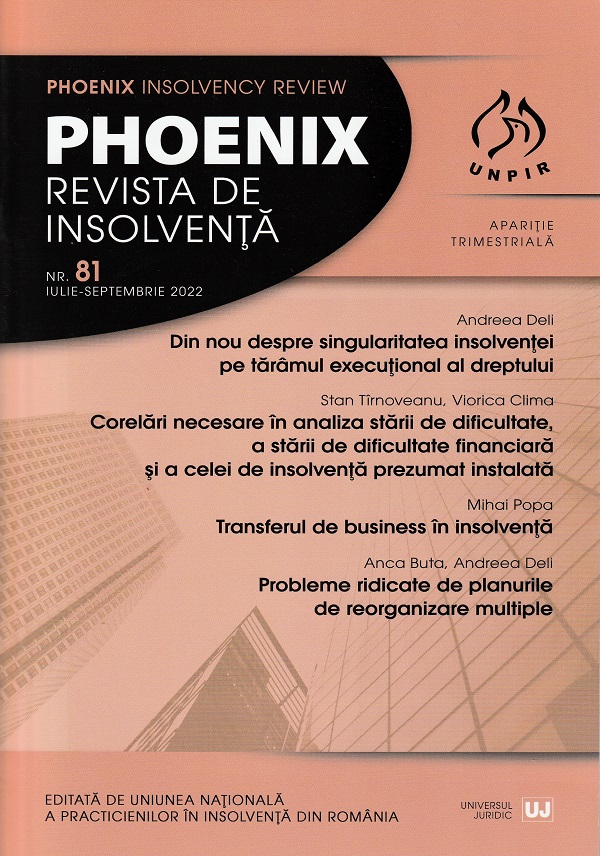 Phoenix. Revista de insolventa. Nr.81 Iulie-Septembrie 2022