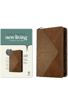 Coperta cărții 'NLT Large Print Thinline Reference Zipper Bible, Filament Enabled Edition (Leatherlike, Messenger Stone & Camel ) -'