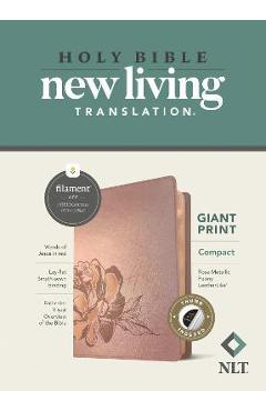 Poza produsului NLT Compact Giant Print Bible, Filament Enabled Edition (Red Letter, Leatherlike, Rose Metallic Peony, Indexed) - Tyndale