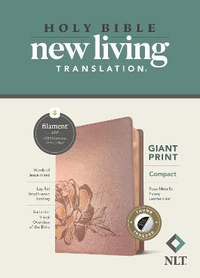 NLT Compact Giant Print Bible, Filament Enabled Edition (Red Letter, Leatherlike, Rose Metallic Peony, Indexed) - Tyndale